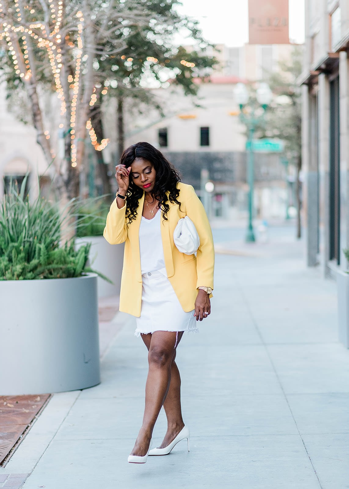 Yellow and sale white blazer